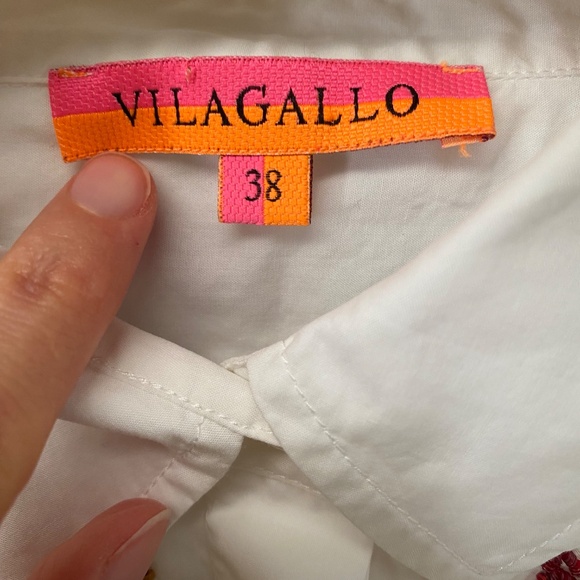 Women’s Vilagallo White Button Down 100% Cotton Embellished Shirt Size 38 - Picture 2 of 10